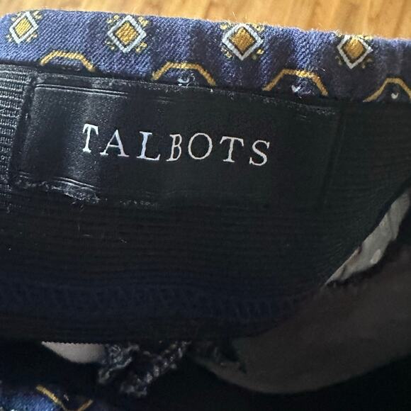 Talbots Essex Ankle Pants – Blue & Gold Geometric Print, Classic Fit - Picture 6 of 8